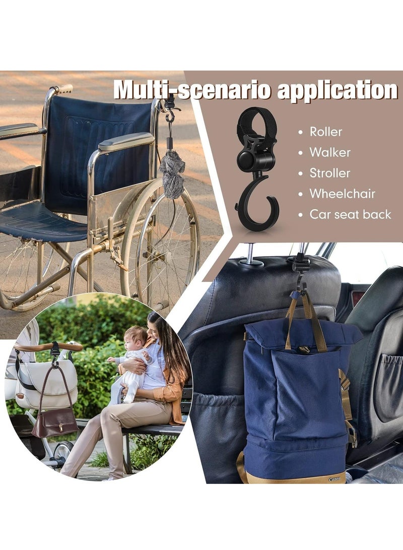 8 Pack Stroller Hooks Universal Diaper Bag Hook for 360° Rotation Large Shopping Strong Load-Bearing 33 LB Car Back Seat