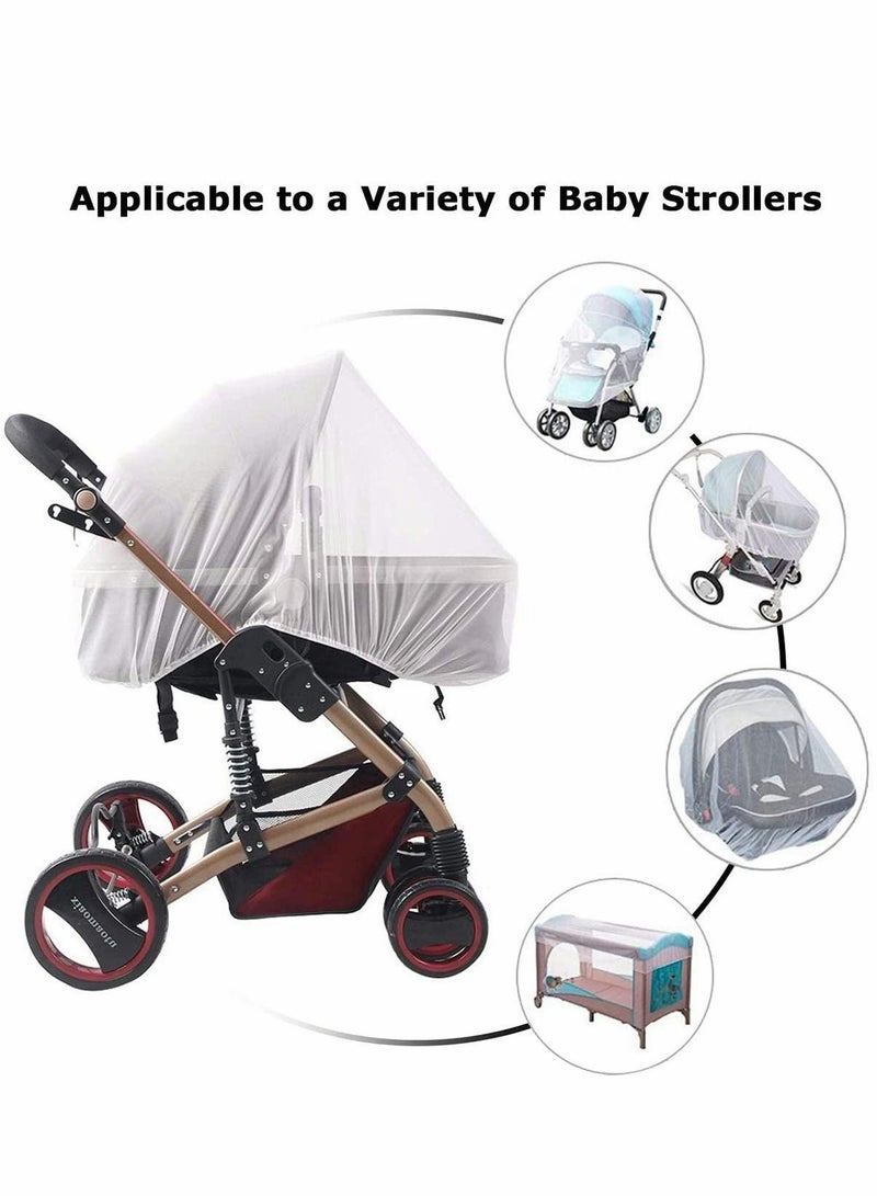 Mosquito Net for Pushchair, Insect Pram Bug Protection Cover Machine Washable Elastic and Breathable - Pushchairs Buggy Carrycot Fits Crib bassinet (White 3 Pack)