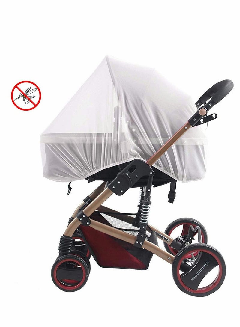 Mosquito Net for Pushchair, Insect Pram Bug Protection Cover Machine Washable Elastic and Breathable - Pushchairs Buggy Carrycot Fits Crib bassinet (White 3 Pack)