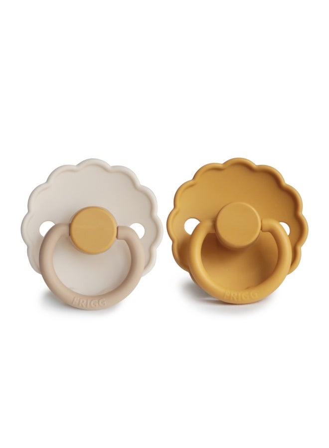 Daisy Silicone Baby Pacifier 0-6M 2-Pack Chamomile/Honey Gold -Size 1