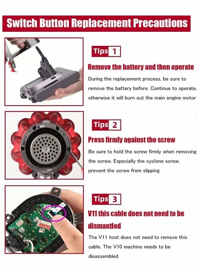 Mop Head Attachment, Strong Trigger Power Switch Button Accessories for Dyson V11/V10 Cleaner Tools Supply