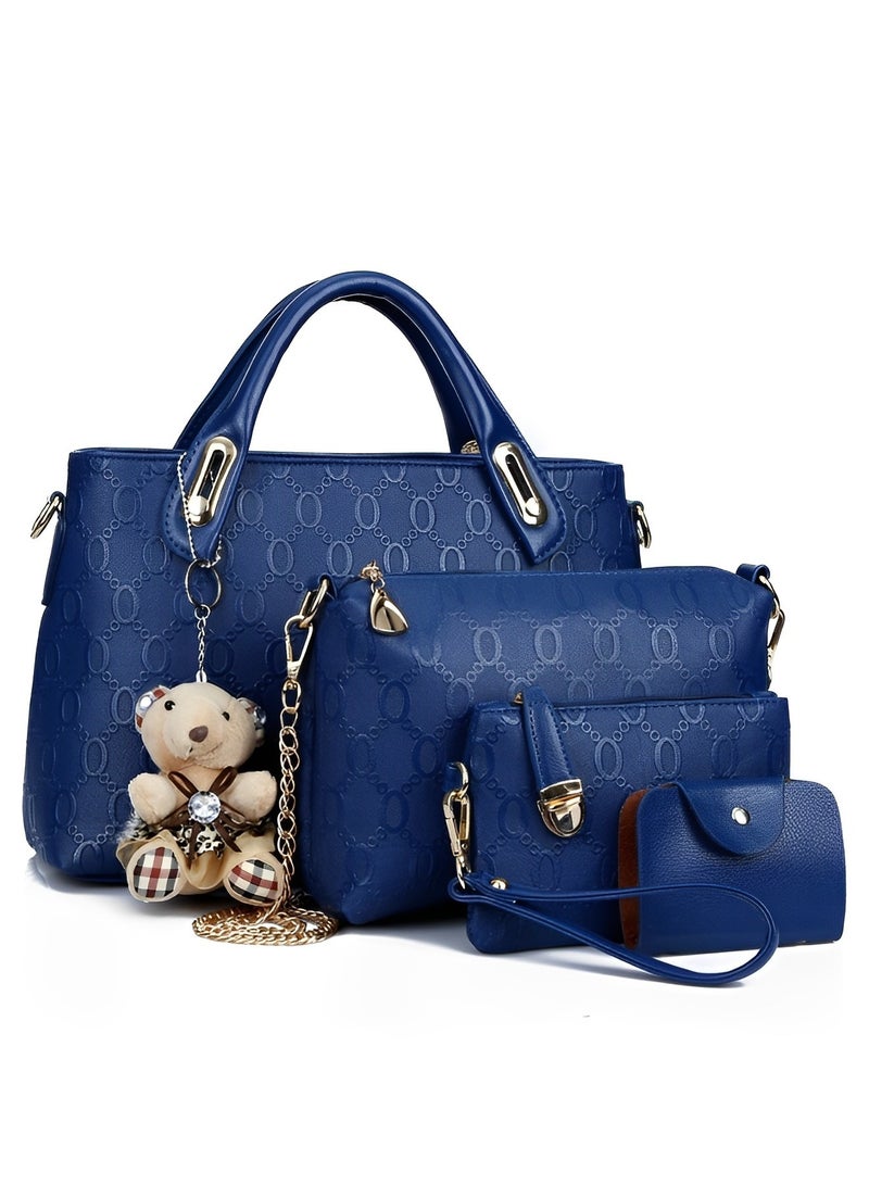 Women's 4 Pcs Handbags Set Top Handle Shoulder Crossbody Bag Handle Satchel Hobo Handbag Set Large Tote & Purse & Shoulder Bag & Card Holder Tote Bag