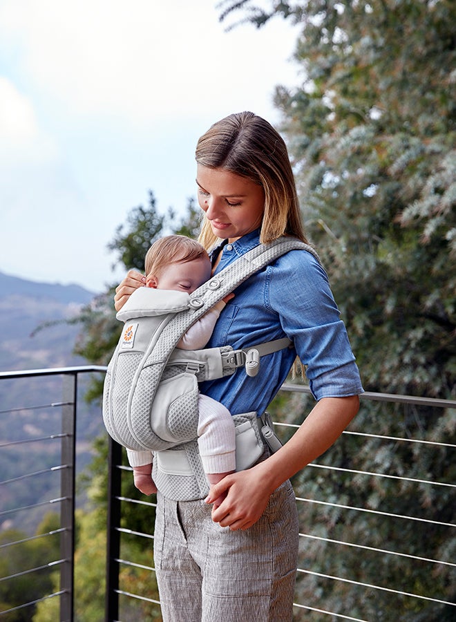 Omni Breeze All Carry Positions Breathable Mesh Baby Carrier with Enhanced Lumbar Support And Airflow Pearl Grey