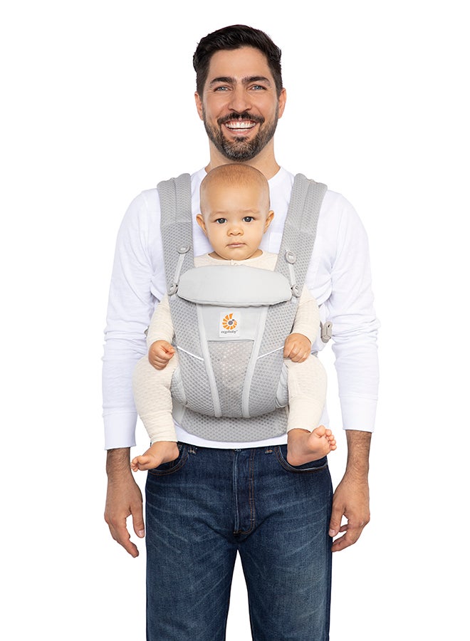 Omni Breeze All Carry Positions Breathable Mesh Baby Carrier with Enhanced Lumbar Support And Airflow Pearl Grey
