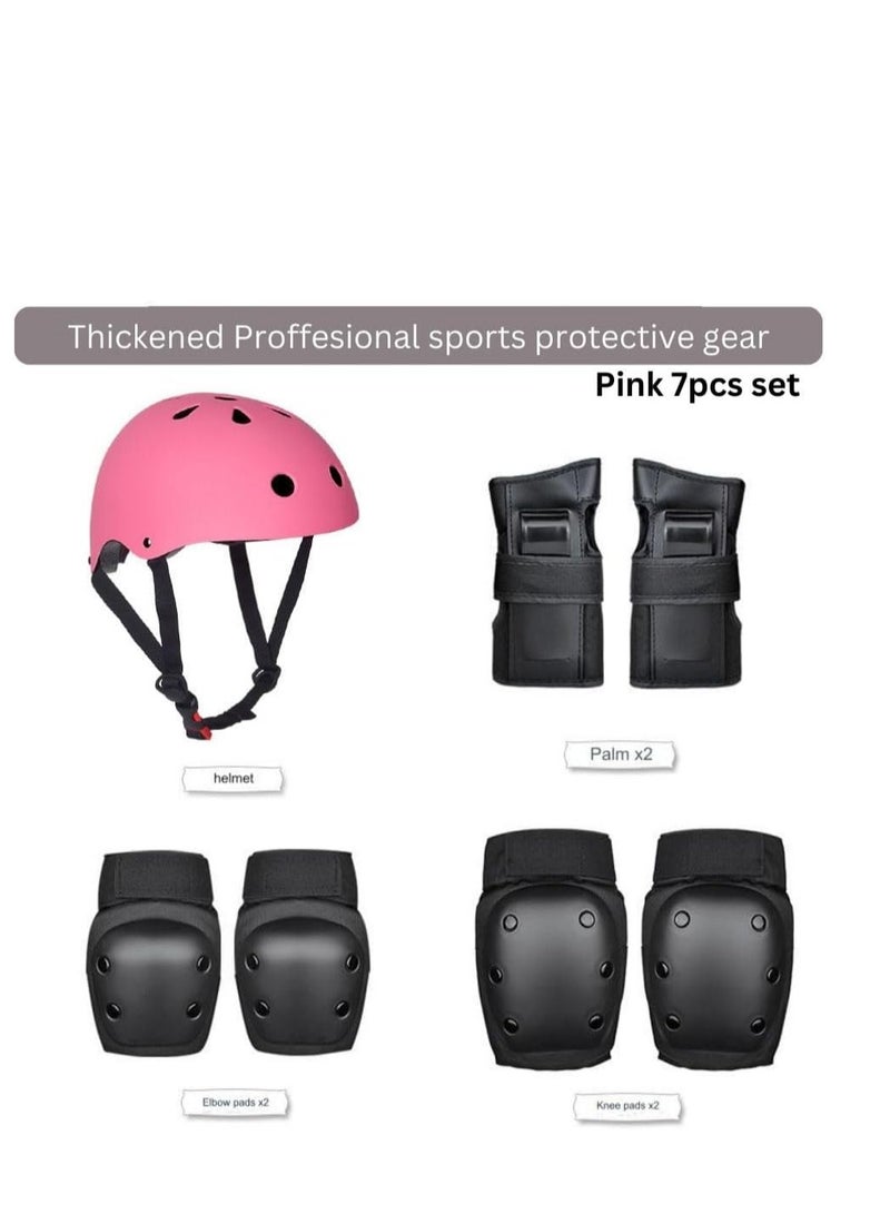 Turtees® 7PCS,Child & Adults Rider Series Protection Gear Set for Sports Scooter, Skateboarding, Roller Skating, Protection for Beginner to Advanced, Helmet, Knee and Elbow Pads (Medium(35-59 Kg))