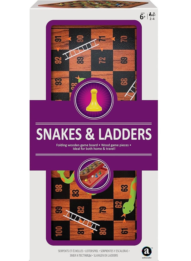 Folding Wood Snake & Ladders Set