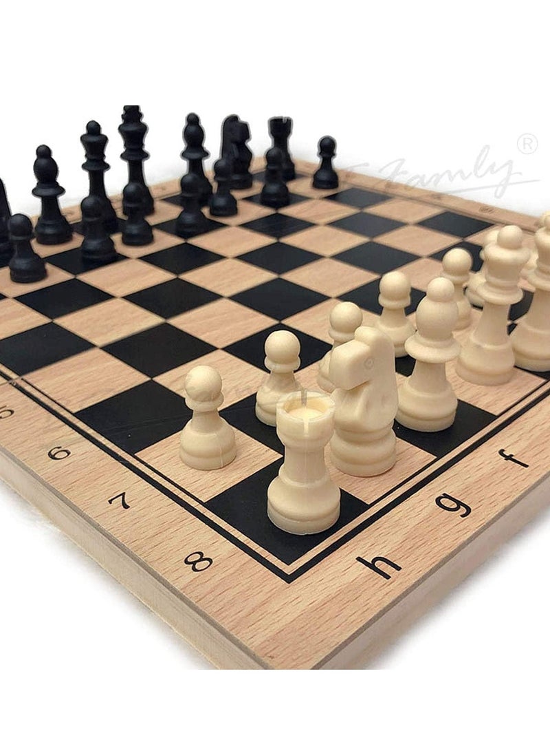 COOLBABY Large Chess, Checkers & Backgammon 3 in 1 Set - Outdoor & Travel Learning Game - Magnetic Chess Board - Wooden Chess Set (Size: 39 x 39 cm)