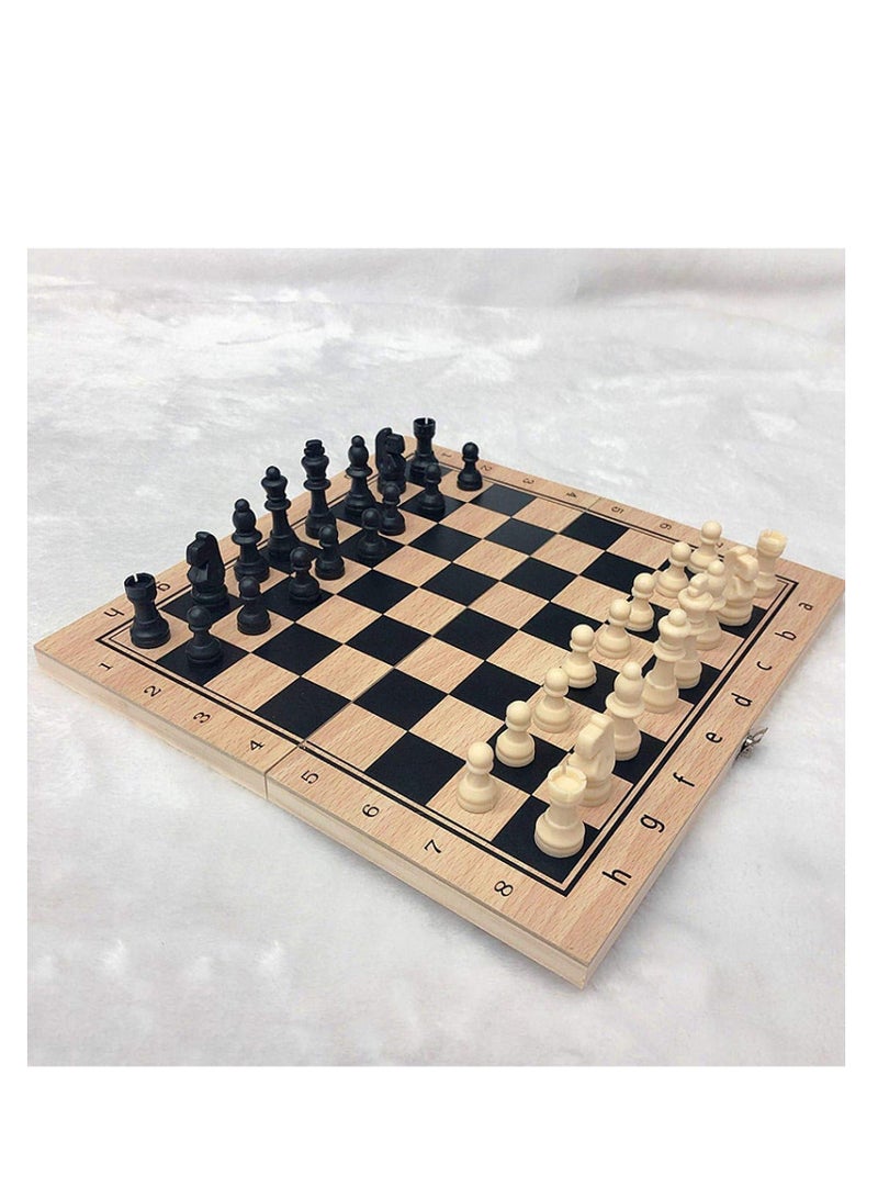 COOLBABY Large Chess, Checkers & Backgammon 3 in 1 Set - Outdoor & Travel Learning Game - Magnetic Chess Board - Wooden Chess Set (Size: 39 x 39 cm)