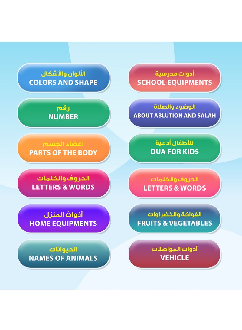 English-Arabic Flash Cards Learning Machine for Toddlers | 198 Cards, 396 Words | Educational Toy for 3-6 Year Old  Speech Therapy, Word Games, Early Education