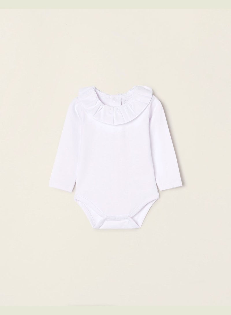 ZIPPY Cotton Bodysuit With Frill Collar For Newborn Baby Girls