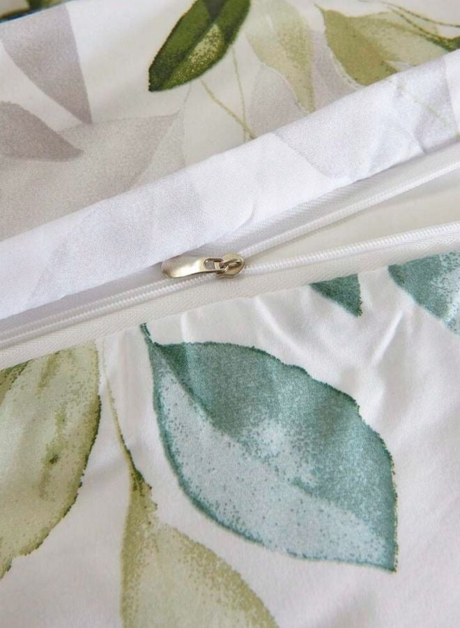 Single Size 4 Pieces Bedding Set, Green Leaves Design