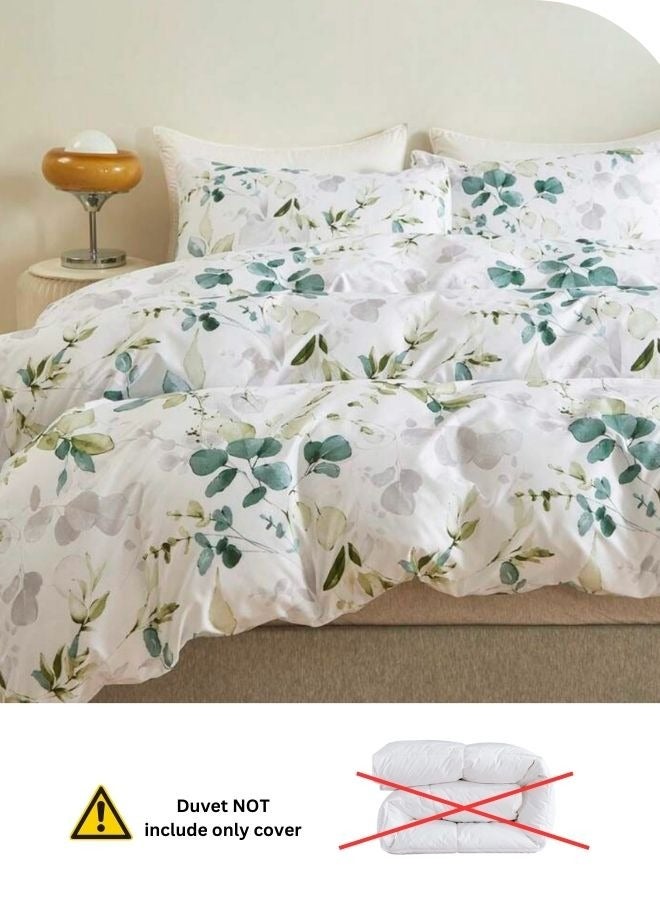 Single Size 4 Pieces Bedding Set, Green Leaves Design