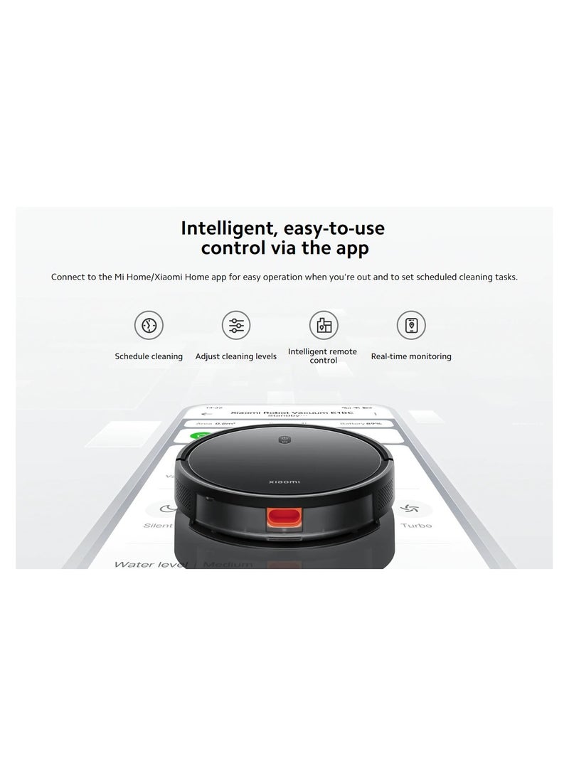 Xiaomi Robot Vacuum E10C | 3500Pa* powerful suction fan blower | Smart water tank | 3 Cleaning Modes 35 W B112 | E10C Black