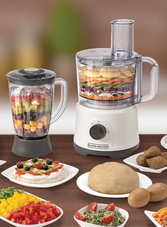 Food Processor, 800W, 24 Functions With 2L Bowl, 1.5L Blender Jar, Stainless Steel Slicing, Shredding Disc, Chopper Blade, Dough Maker, Whisk, 2-Speed Control With Pulse 1.5 L 800 W FX822-B5 White