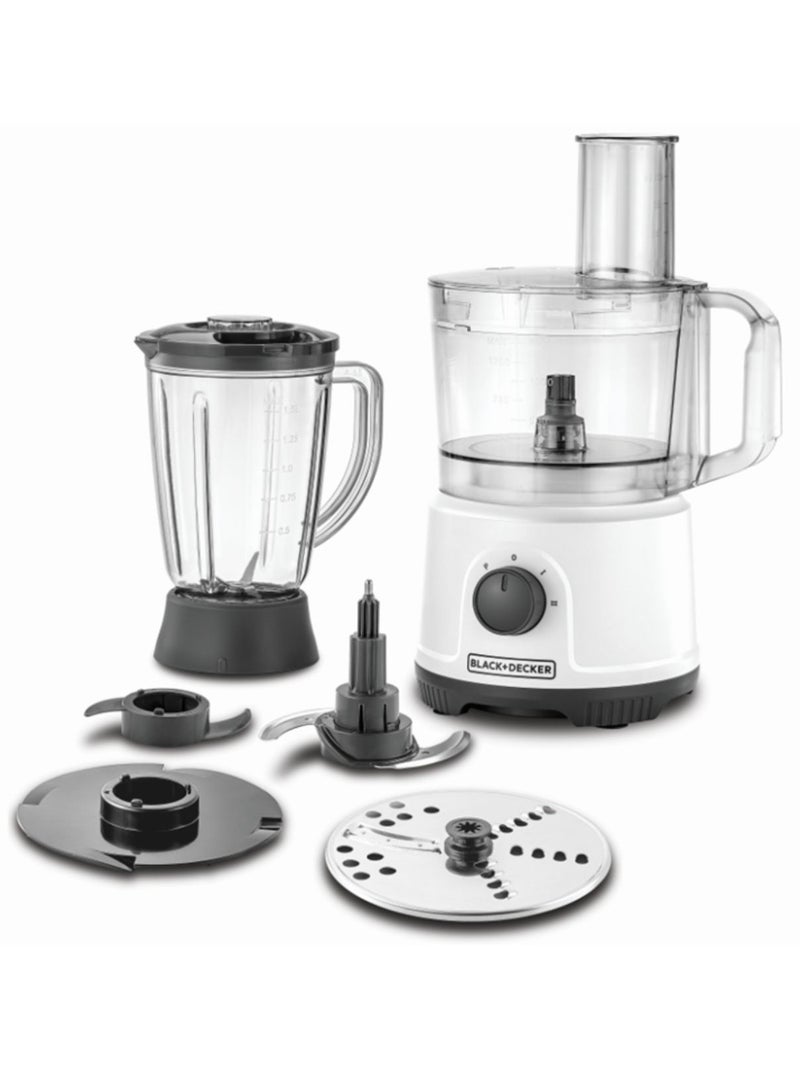 Food Processor, 800W, 24 Functions With 2L Bowl, 1.5L Blender Jar, Stainless Steel Slicing, Shredding Disc, Chopper Blade, Dough Maker, Whisk, 2-Speed Control With Pulse 1.5 L 800 W FX822-B5 White