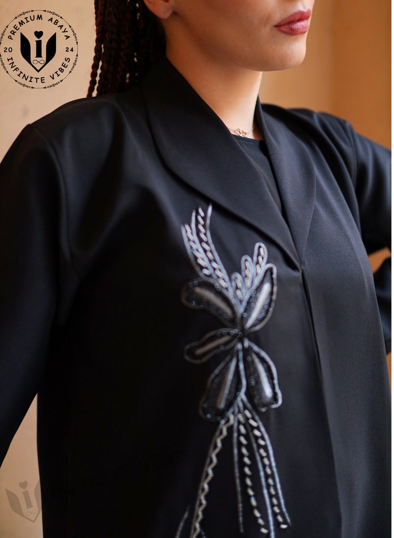 Black Abaya with Handcrafted Details with Sheila - Neda Japan Fabric