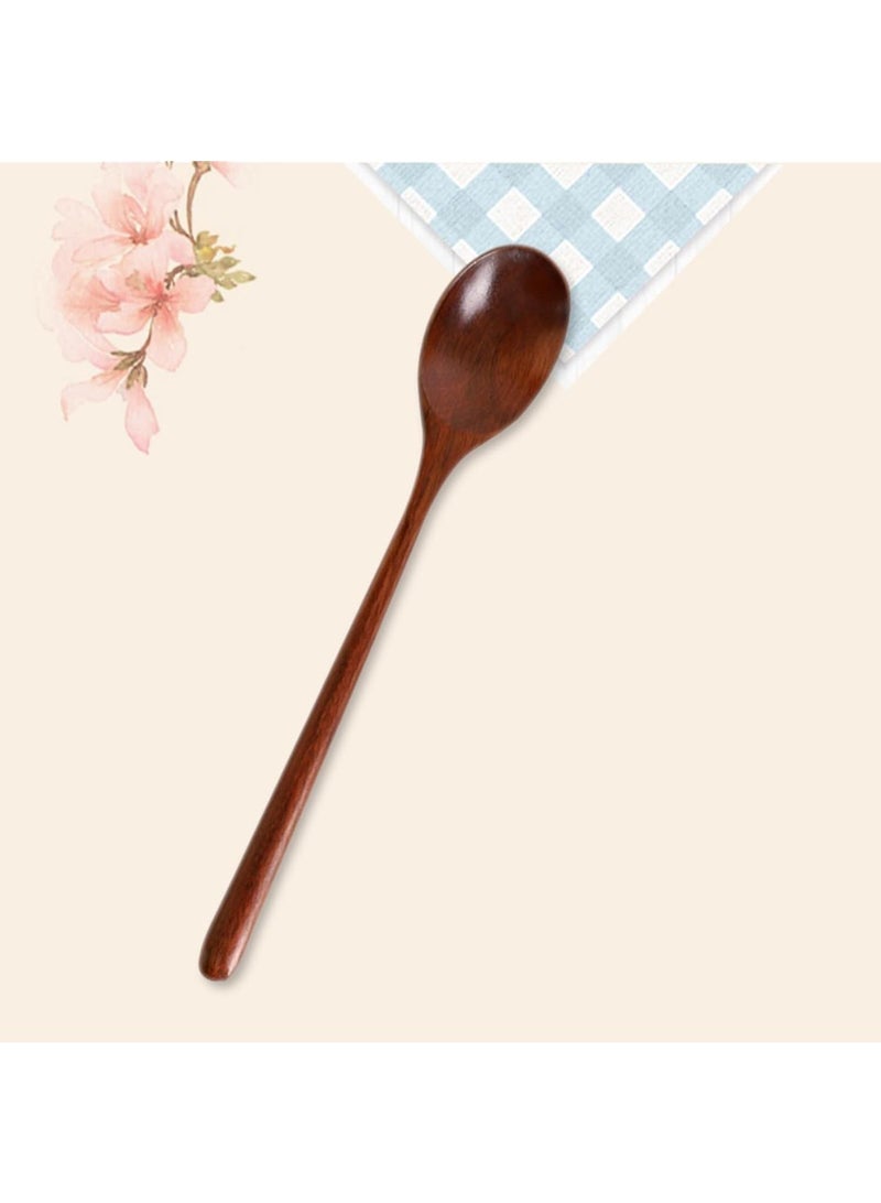 Japanese Style Wooden Long Handle Coffee Soup Spoon 5 Pieces