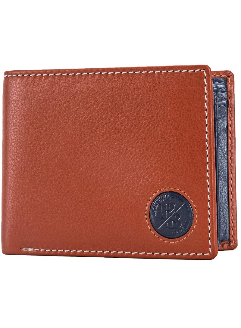 Bill Men’s Leather Wallet, Rust/Navy, Modern