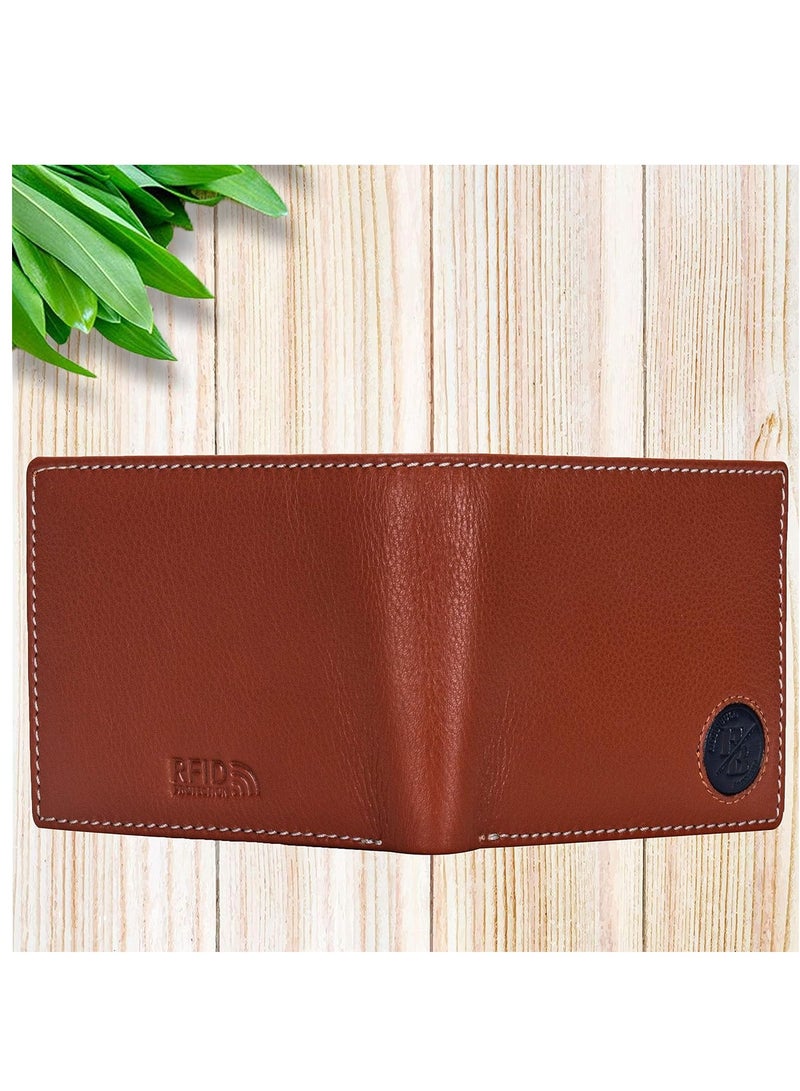 Bill Men’s Leather Wallet, Rust/Navy, Modern