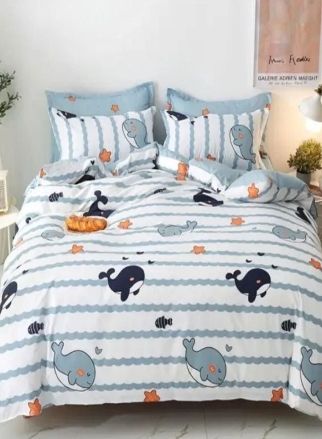 Single size 4 pcs duvet cover set. Reversible style bedding set without filler.