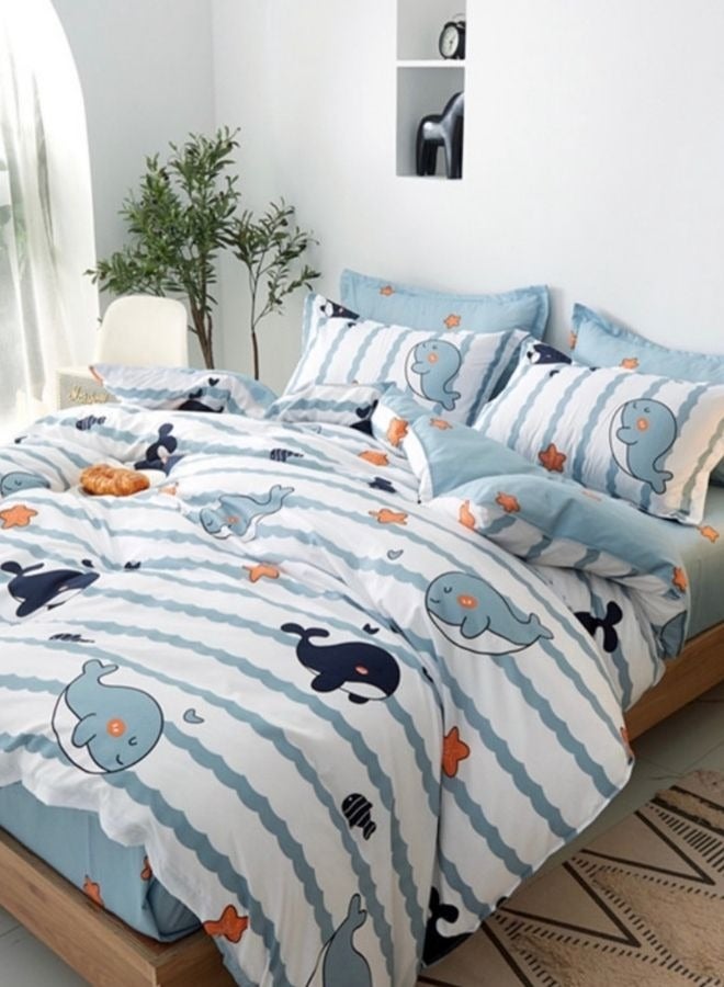 Single size 4 pcs duvet cover set. Reversible style bedding set without filler.