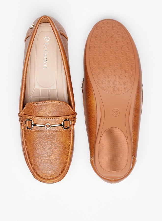 Women's Solid Loafers with Metallic Accent