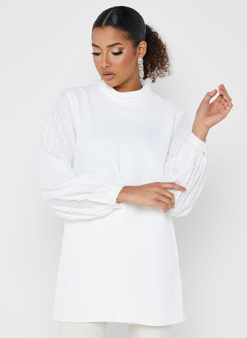 Puff Sleeve High Neck Top