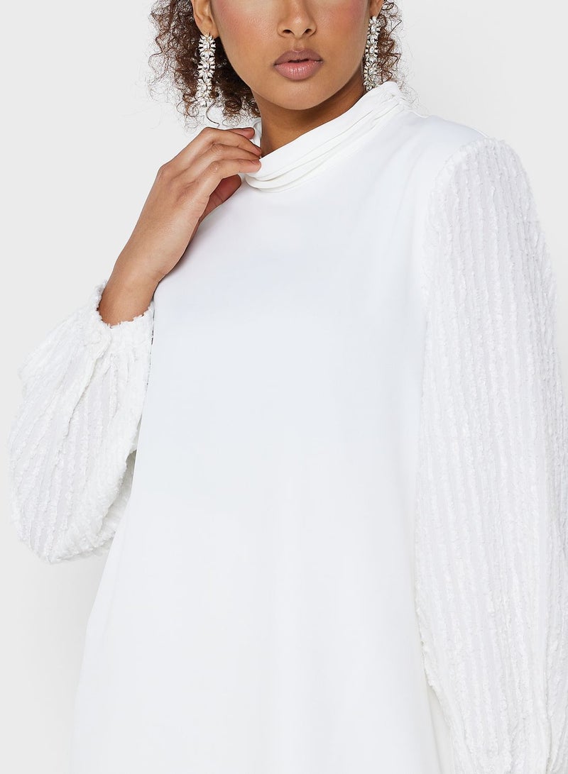 Puff Sleeve High Neck Top