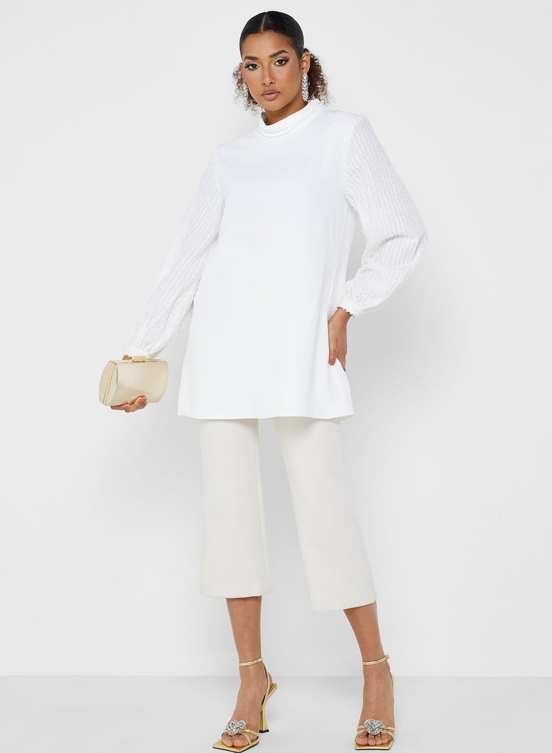 Puff Sleeve High Neck Top