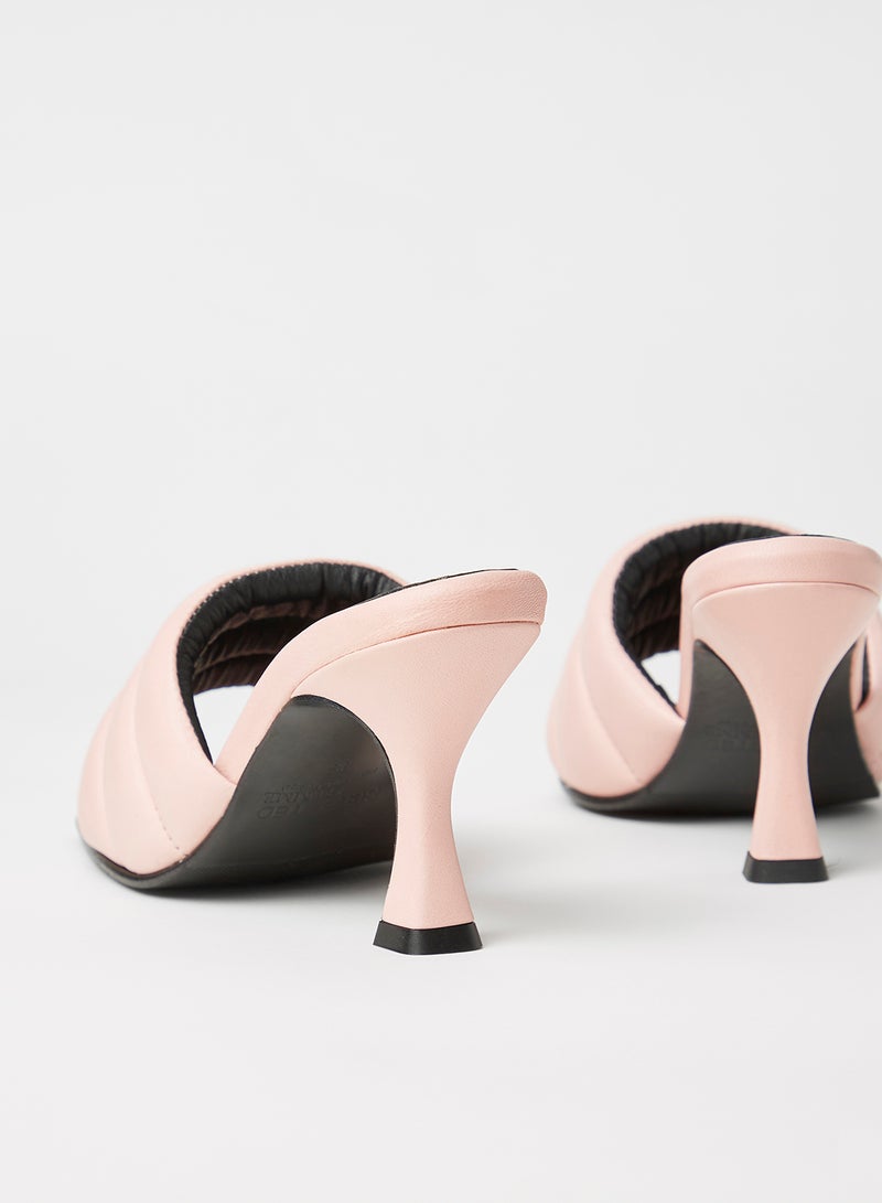 Padded Spool Heel Mules Pink