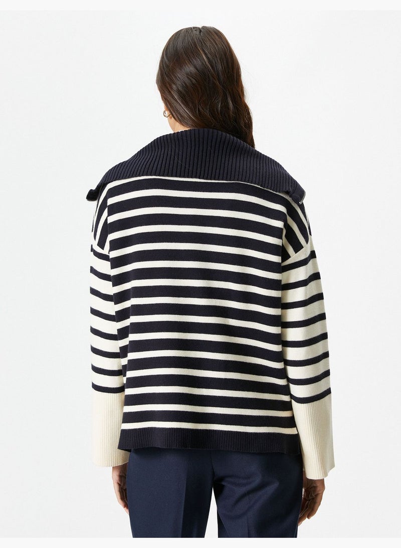 High Neck Zipper Detail Oversized Sweater