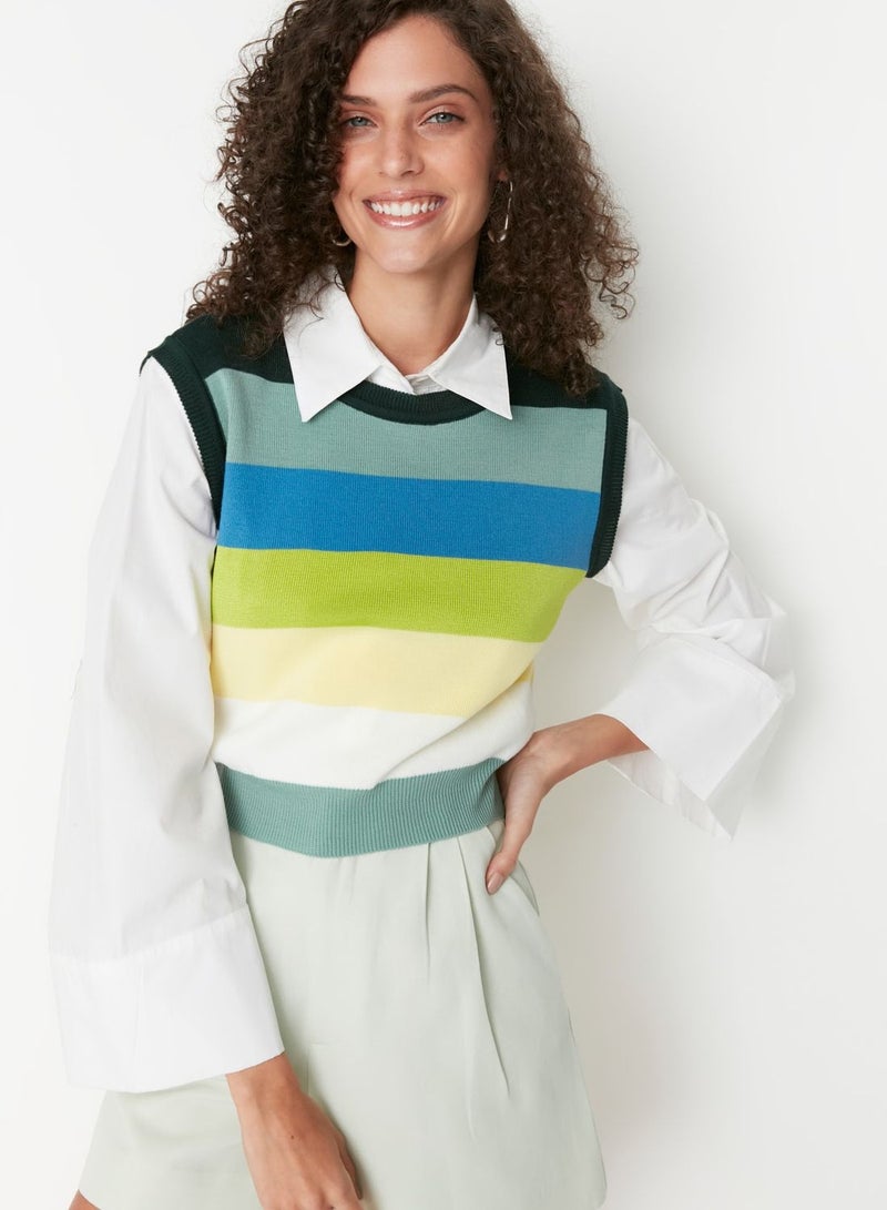 Colorblock Crop Sweater