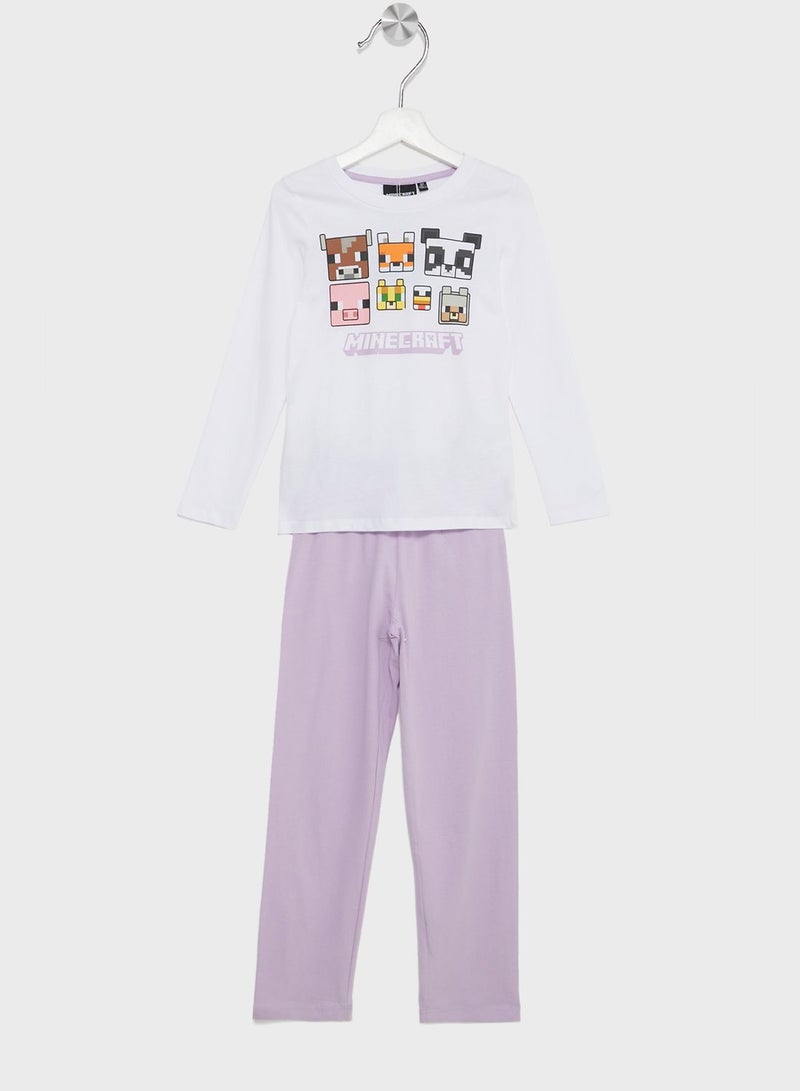 Minecraft Girls Printed Long Sleeve Pyjama Set