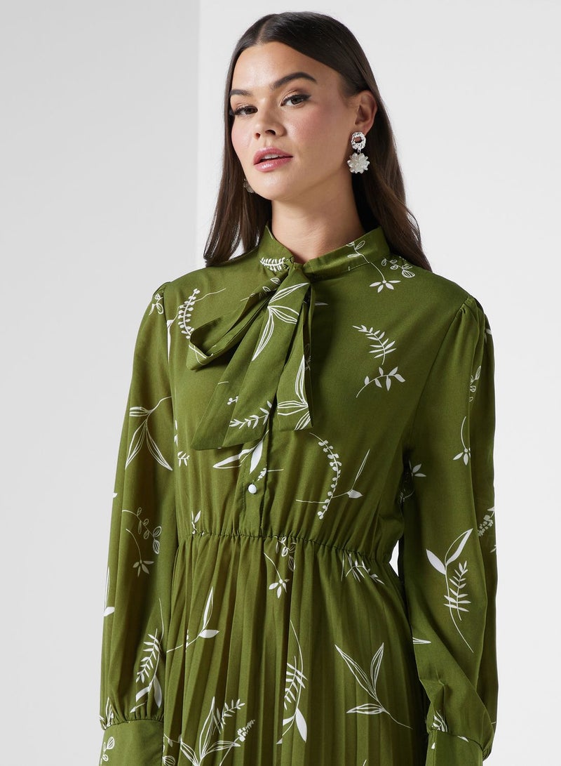 Pleated Floral Dress