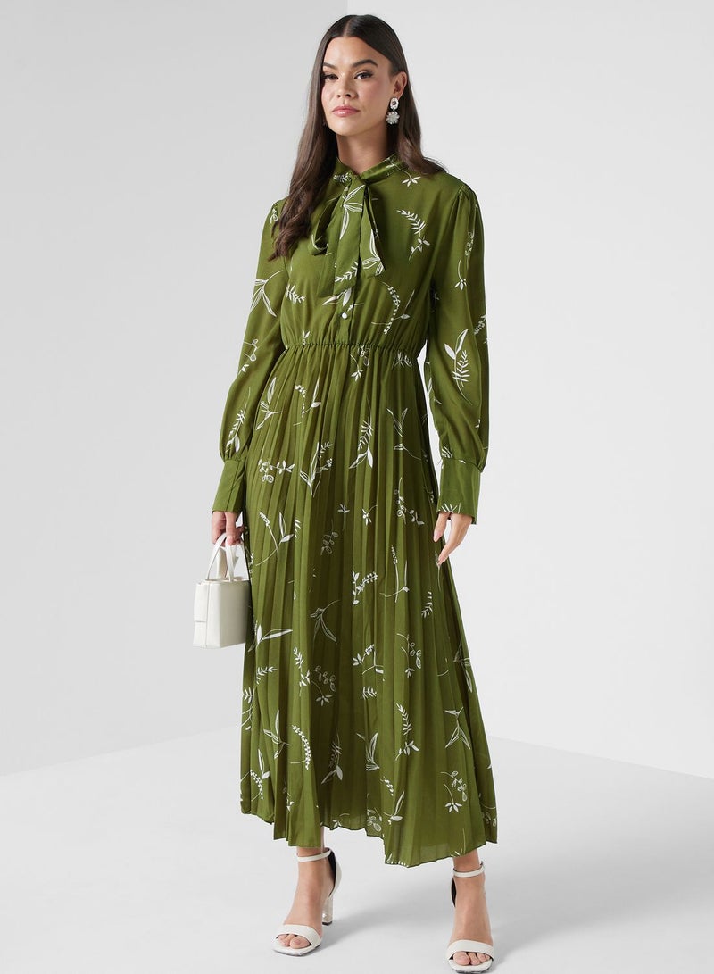 Pleated Floral Dress