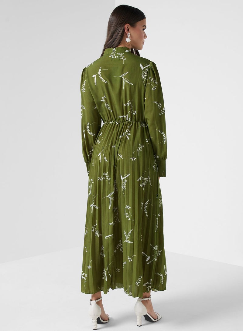 Pleated Floral Dress