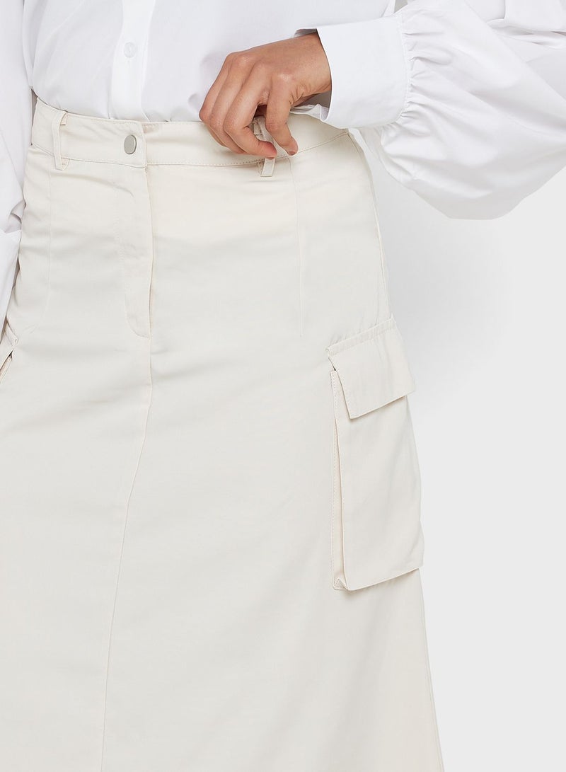 Pocket Detail High Waist Skirt