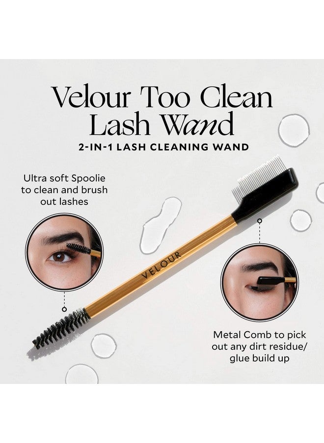 Velour Too Clean Lash Wand2In1 Lash Cleansing Brush For False Lashes And Eyelash Extensionsbrow And Lash Brush