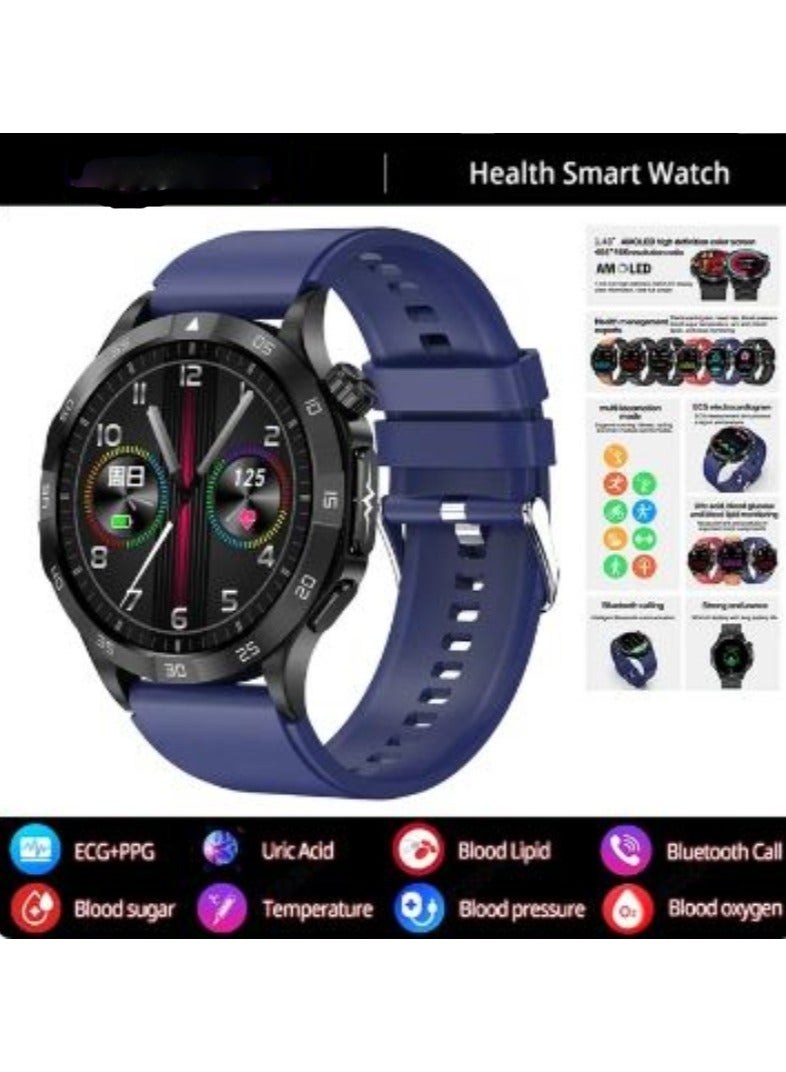 Blood Sugar Smart Watch Blood Lipid Uric Acid Health Monitor Sport Watch Smart ECG+PPG HD Bluetooth Call AI Voice Smartwatch SOS