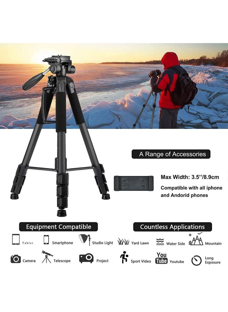 360° Tripod For Mobile Phone Camera, 170 Cm Camera Stand With Carrying Bag, Wireless Remote Control And Mobile Phone Holder