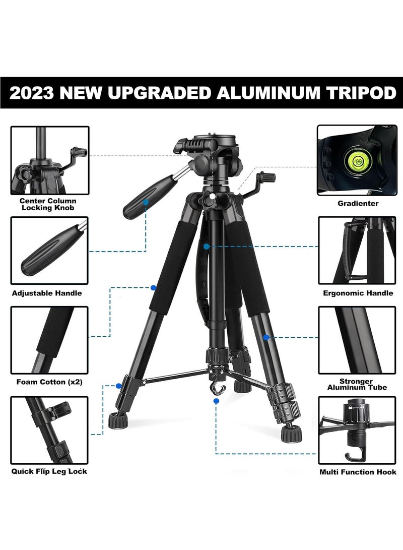 360° Tripod For Mobile Phone Camera, 170 Cm Camera Stand With Carrying Bag, Wireless Remote Control And Mobile Phone Holder