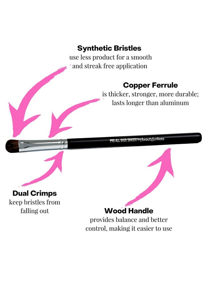 Pro Shader Eyeshadow Brushbeauty Junkees Pro All Over Short Flat Shader Eye Shadow Brush For Liddense Rounded Bristles To Pack And Blend Powder Cream Eye Shadow On Eyelid And Crease