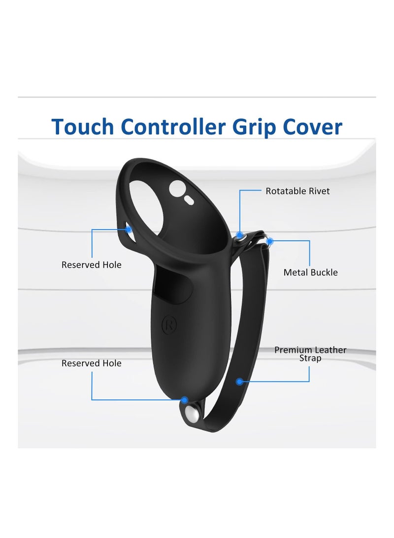 Compatible with Meta Quest Pro Accessories, Controller Grips Cover Protector, Silicone Grip Protector for Oculus Touch Controllers, Knuckle Straps