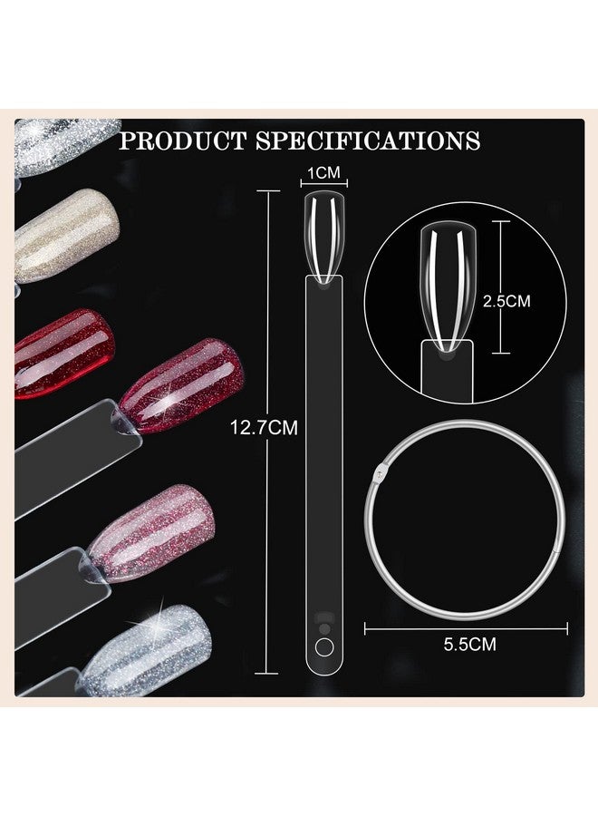 150 Pcs Nail Swatch Sticks Clear Nail Swatch Sticks Fan Shape Nail Tips Nail Swatches With Ring Transparent Nail Sample Sticks For Nail Salon