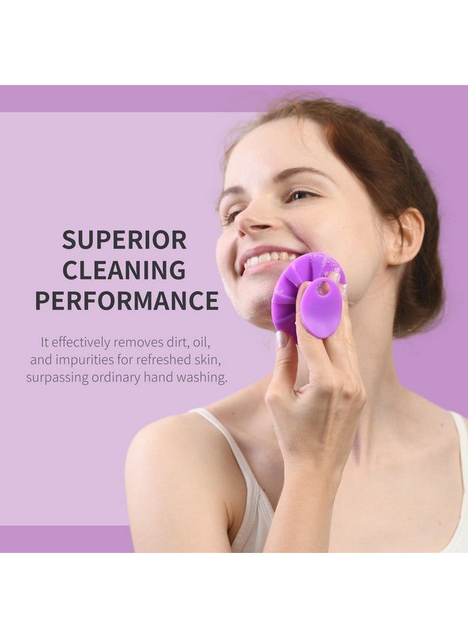 Silicone Face Scrubber 2 Packmanual Facial Cleansing Brushgentle Face Exfoliator For Sensitive Skinskin Care Exfoliating Face Brush For Men And Womenblack+Purple