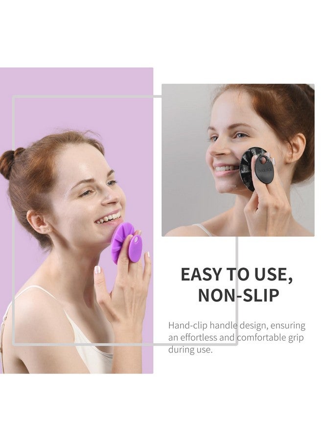 Silicone Face Scrubber 2 Packmanual Facial Cleansing Brushgentle Face Exfoliator For Sensitive Skinskin Care Exfoliating Face Brush For Men And Womenblack+Purple