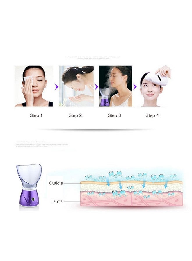 Facial Steamer Professional Sinus Steam Inhaler Face Skin Moisturizer Facial Mask Sauna Spa Steamers With Aromatherapy Diffuser Humidifier Function (Purple)