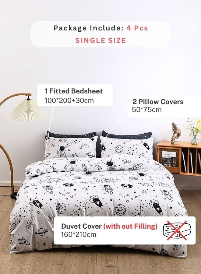 Single Size 4 Pcs Duvet Cover Set Bedding Set Without Filler