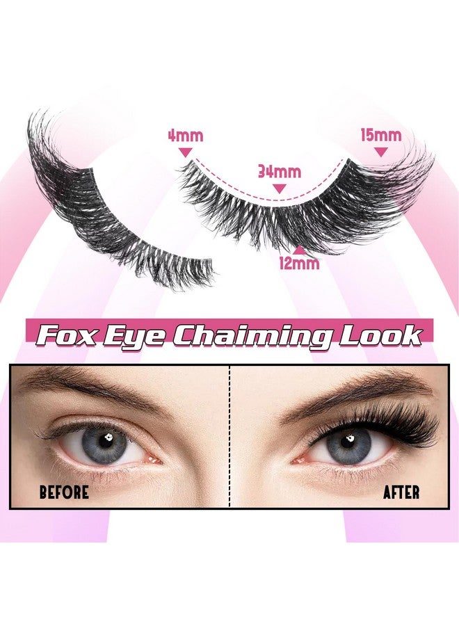 Lashes Natural Look Clear Band Cat Eye False Eyelashes Zanlufly Fluffy Mink Fox Eye Lashes Wispy 6D Volume Durl Lashes Strip Eyelash Extension Look