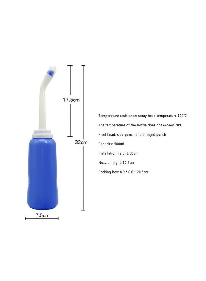 1-Piece 500ml Portable Travel Handheld Personal Bidet for Toilet,Camping Hiking Outdoor Sports Personal Cleaning Care Tools